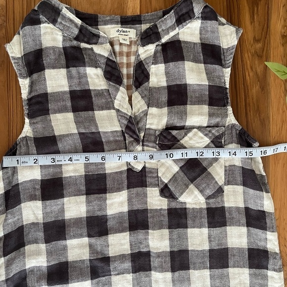 Dylan Sleeveless Gingham Linen Cotton Blend Dress XS Black White Cottagecore - Picture 3 of 7